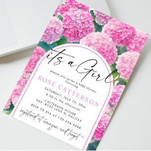 Pink Hydrangea Het is een meisje Baby shower Kaart
