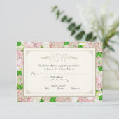 Pink Hydrangea Lace Floral Formal Elegant Weddings RSVP Kaartje (Staand voorkant)