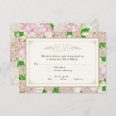 Pink Hydrangea Lace Floral Formal Elegant Weddings RSVP Kaartje (Voorkant / Achterkant)