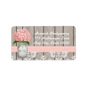 Pink Hydrangea Monogrammed Mason Jar Etiket (Voorkant)