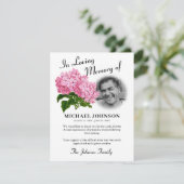 Pink Hydrangea Photo Funeral Bedankkaart (Staand voorkant)