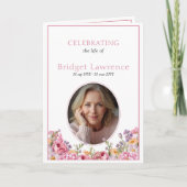 Pink Hydrangea Summer Flowers Funeral Folded Programma (Voorkant)