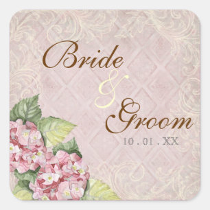Pink Hydrangea Swirl - Sceau Mariage ou Sticker