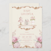 Pink Hydrangea Vintage Baby Shower Invitation (Devant / Derrière)