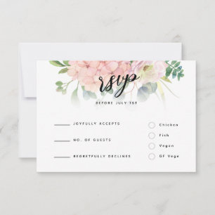 Pink Hydrangea Wedding RSVP Kaartje