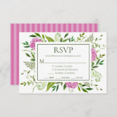 Pink Hydrangea Wedding RSVP Kaartje (Voorkant / Achterkant)