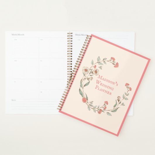 Pink Hydrangea Wreath Name Wedding Planner (Display)