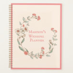 Pink Hydrangea Wreath Nom Vintage Mariage<br><div class="desc">Joli wedding planner personnalisé avec hydrangées rose dessinées à la main. Ajoutez votre nom et customisez ce joli wedding planner pour être le vôtre.</div>