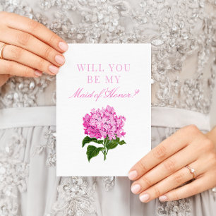 Pink Hydrangea zal je zijn mijn dienstmeisje Briefkaart