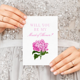 Pink Hydrangea zal mijn dienstmeisje zijn... Kaart