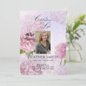 Pink Hydrangeas Celebration of Life Funeral Kaart (Staand voorkant)