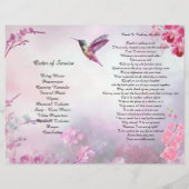 Pink Hydrangeas Hummingbird Funeral Programme Flyer (Achterkant)