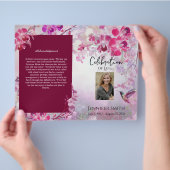 Pink Hydrangeas Hummingbird Funeral Programme Flyer (Hand)
