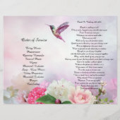 Pink Hydrangeas Hummingbird Funeral Programme Flyer (Achterkant)
