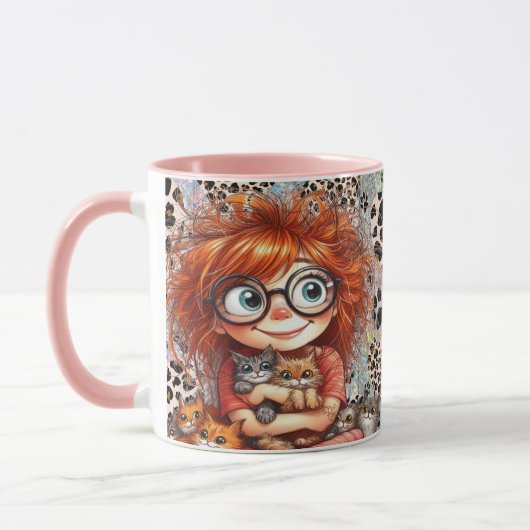 Pink I Love Cats  Mug (Gauche)