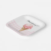 Pink Ice Cream Cone Birthday Party Papieren Bordje (Gebogen)