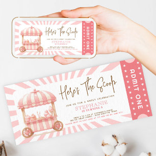 Pink Ice Cream Kids Uitnodiging -