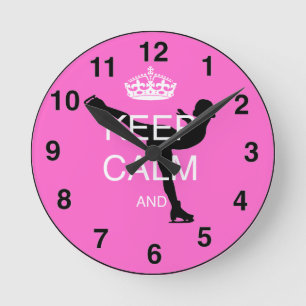 PINK iceskater skating GIFT's ... Houd kalm schaat Ronde Klok
