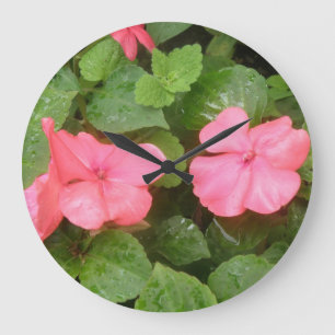 Pink Impatiens Flowers Wall klok