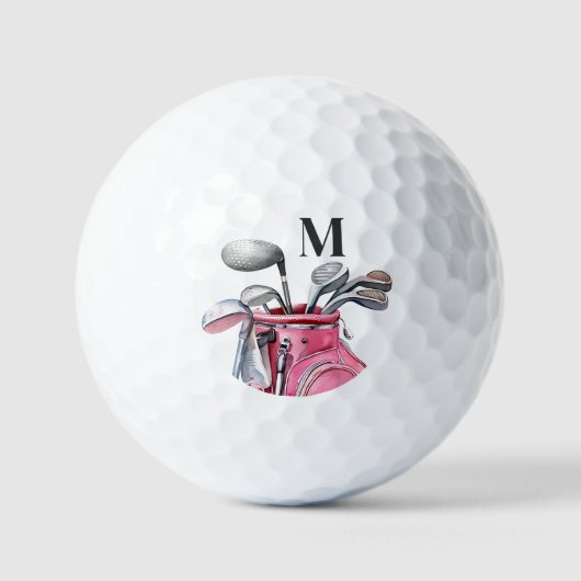 Pink Initial Monogram Golfballen (Voorkant)