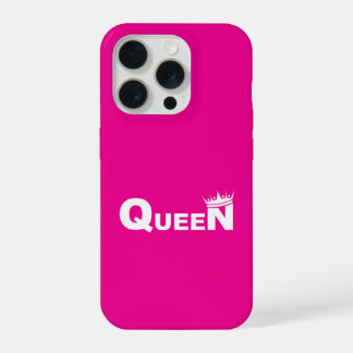 Pink iPhone case with 'Queen' 15 Pro Hoesje