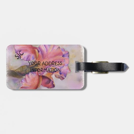 PINK IRIS PERSONALISEERD BAGAGELABEL (Achterkant horizontaal)
