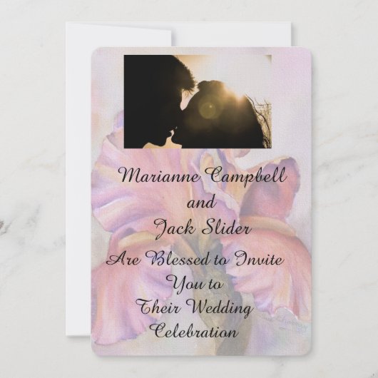 PINK IRIS WEDDING INVITATIE KAART (Voorkant)