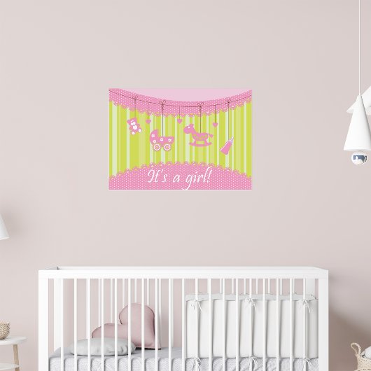 Pink It A Girl Baby Annonce Poster