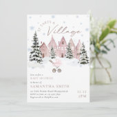 Pink It Takes A Village Baby Shower Invitation (Debout devant)