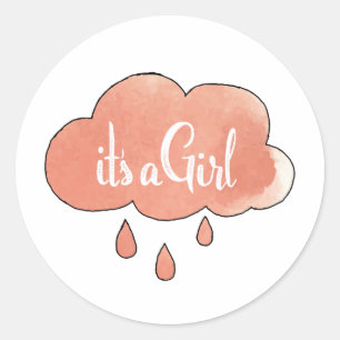 Pink It's a Girl Kalligrafie Het is een meisje kun Ronde Sticker