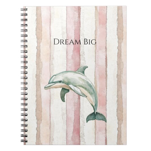 Pink Ivory Cream Stripes Dolphin Notitieboek (Voorkant)