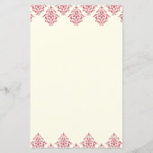 Pink Ivory Damask Arabesque Mariage Carte Menu (Dos)