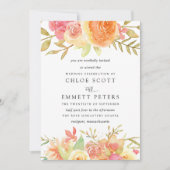 Pink Ivory Oranje Flowers Weddenschap Kaart (Voorkant)