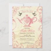 Pink Ivory Rozen Bridal Tea Party Kaart (Voorkant)