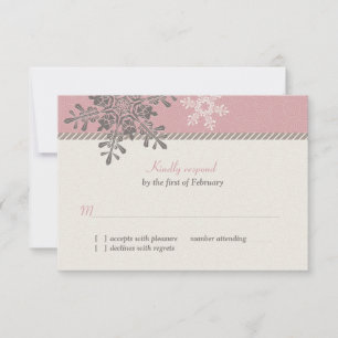 Pink Ivory Snowflake hiver Mariage Carte de répons