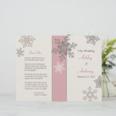 Pink Ivory Taupe Snowflakes Programme de mariage h (Debout devant)