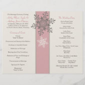 Pink Ivory Taupe Snowflakes Programme de mariage h (Dos)