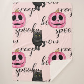 Pink Jack-O-Lantern and Black Cat Sherpa Deken (Voorkant)