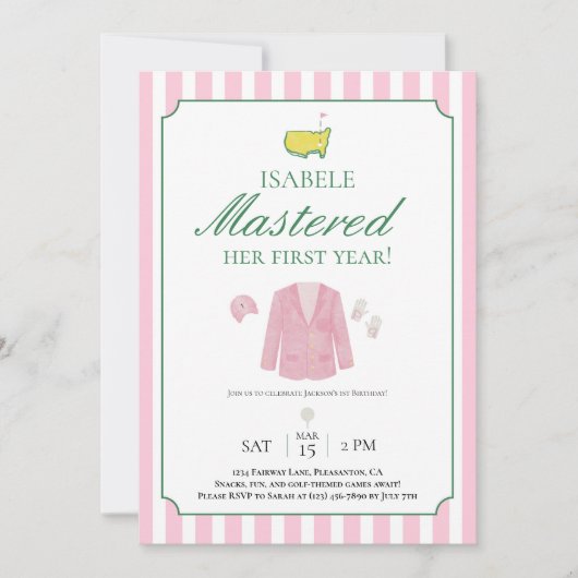 Pink Jacket Golf First Birthday Invitation (Devant)