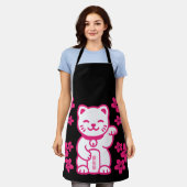 Pink Japanese Maneki-neko Schort (Gedragen)