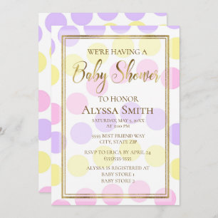 Pink Jaune Purple Pastel Girl Douche Invitation