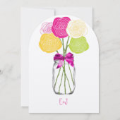 Pink Jaune Vert moderne Mason Jar Invitation Flora (Dos)