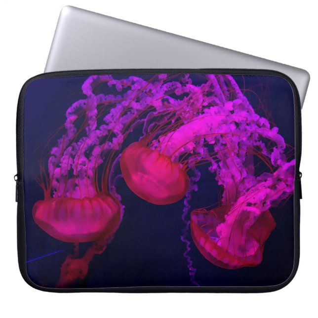PINK JELLY FISH ONDER ZEE LAPTOP SLEEVE (Voorkant)