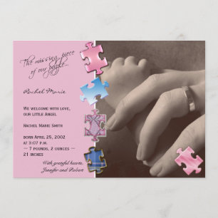 Pink Jigsaw Puzzle Photo Baby Faire-part