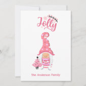 Pink Jolly Girl Gnome Carte de vacances - Custom F (Devant)