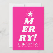 Pink Joyeux Noël non photo Carte de vacances (Devant)