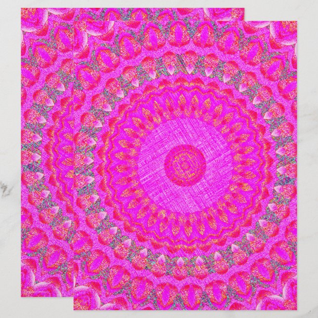 Pink Kaleidoscope Scrapbook Paper 2-Sided Page (Devant / Derrière)