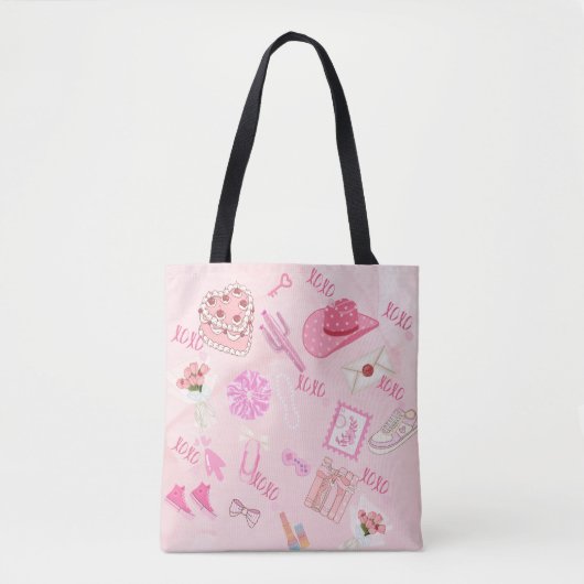 Pink Kawaii girly Tote Bag. Draagtas (Voorkant)