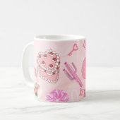 Pink Kawaii girly Tote Bag. Koffiemok (Voorkant links)