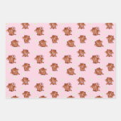 Pink Kawaii Highland Cows Seamless Pattern Inpakpapier Vel (Voorkant 3)